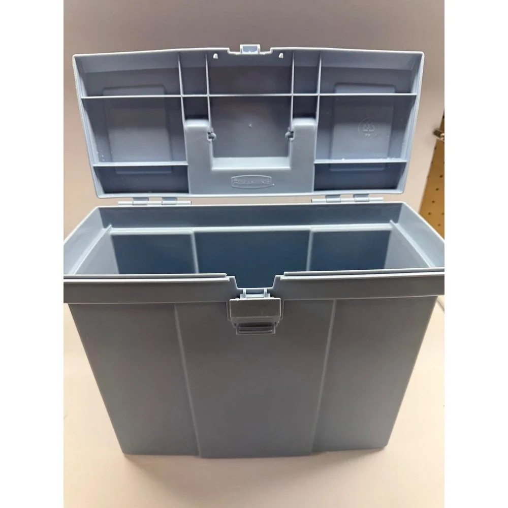 Vintage Rubbermaid Portable File Storage Box Gray Plastic Organizer Latch